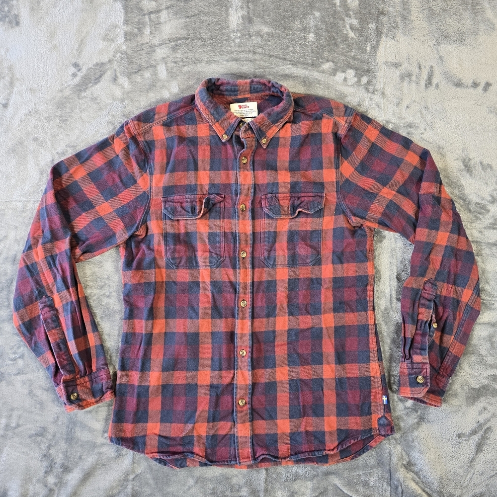 Fjallraven Skog Button Down Plaid Flannel Shirt Size Medium Slim